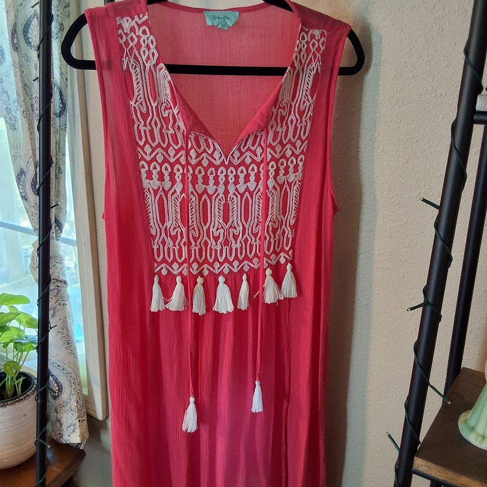 Pink Embroidered Sleeveless Dress